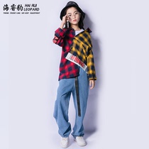 Girl Trend Hip Hop Hiphop Street Dance Out of Shawless Jazz Dance Black Yellow Plaid Shirt Korean version Next