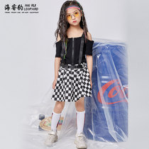 Children Jazz Dance Plays Out Girl Hip Hop Street Dance Suit Girl Han Edition Photography Walking Show Clothing Plaid Dress Tide