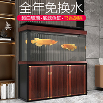 Large and medium-sized fish tank aquarium ultra-white glass living room floor-to-ceiling household ecological free underwater filter arowana tank