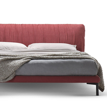Italian Minimalist Cloth Art Bed Modern Minimalist Master Bedroom With High Foot Double Man Bed Nordic Light Lavish Internet Red Bed Soft Bunk Bed