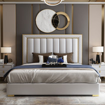 Italian Style Light Luxury Real Leather Bed 1 8 m Modern Minimalist Wedding Bed Master Bedroom double soft bunk beds Innet red beds