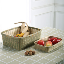 Handmade bamboo washing basket steamed bread basket fried basket vegetable basket egg basket storage basket farmhouse rectangular basket