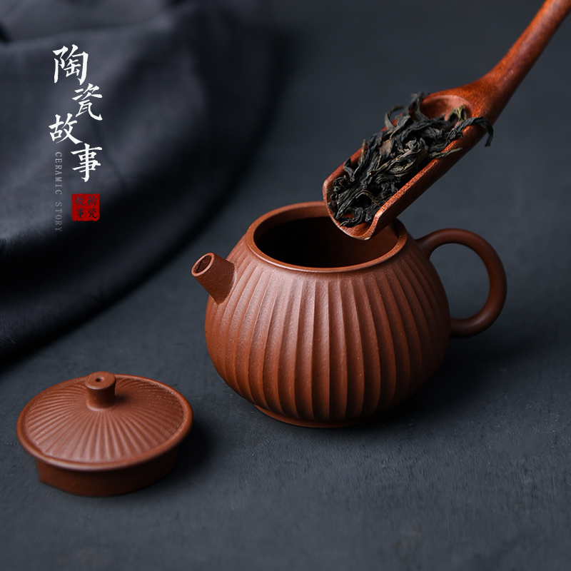 Yixing ceramic story it undressed ore purple mud the qing cement pure manual muscle grain household kungfu teapot single pot