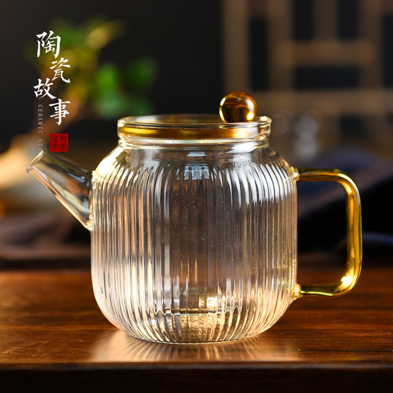 Ceramic story glass teapot high - temperature thickening web celebrity teapot tea separation Japanese flower teapot tea set