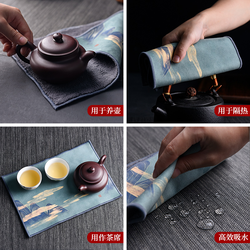 Ceramic story suction pad a pot of top - grade zen tea tea towel cloth towel towel Chinese wind with thick tea tea table cloth