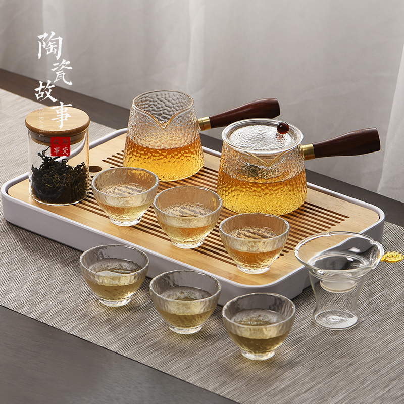 Ceramic story glass tea set household small side of the sitting room put the teapot tea tray of a complete set of tea cups kung fu tea set