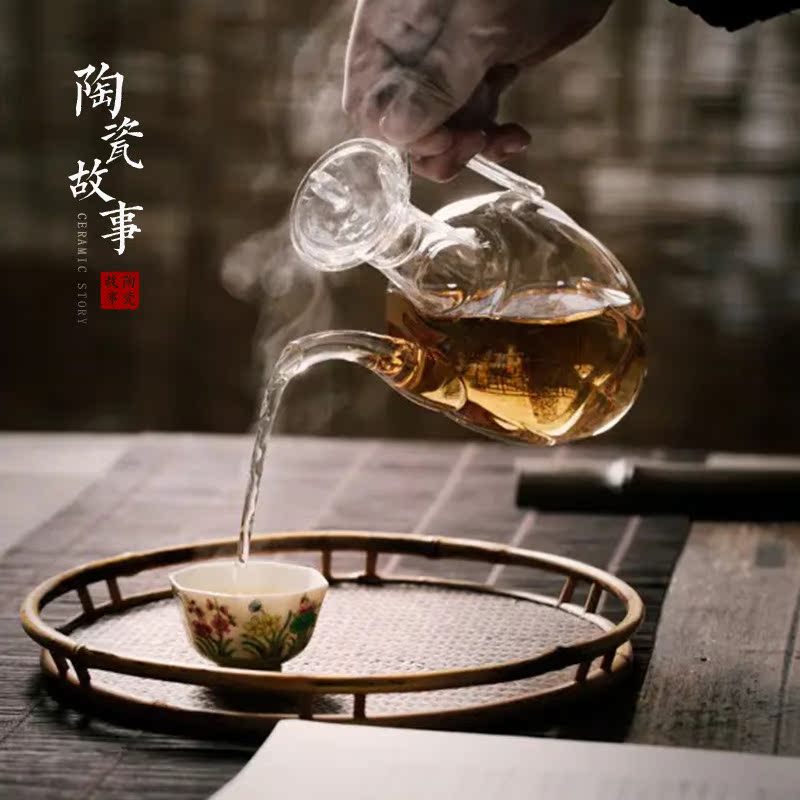 The Story of pottery and porcelain imitation song dynasty style typeface ewer pure manual with thick transparent glass tea set high temperature burn blisters teapot small single pot