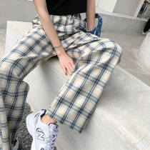 The children in the suit plaid pants are loose and straight bar The new high waist drooping in spring and summer 2022 is thin and casual trousers