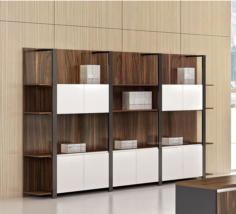 简约现代个性钢木组合资料展示柜老板档案书架开放式办公文件高柜