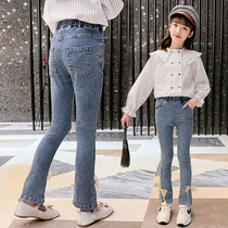 Girls' jeans spring autumn 9 year old elementary school student casual foreign style 6 hipster pants spring 7 big kids children pants 8