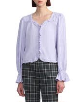 Hong Kong bab ab22 Spring female simple pure colored wood ear decorated casual tops 6100