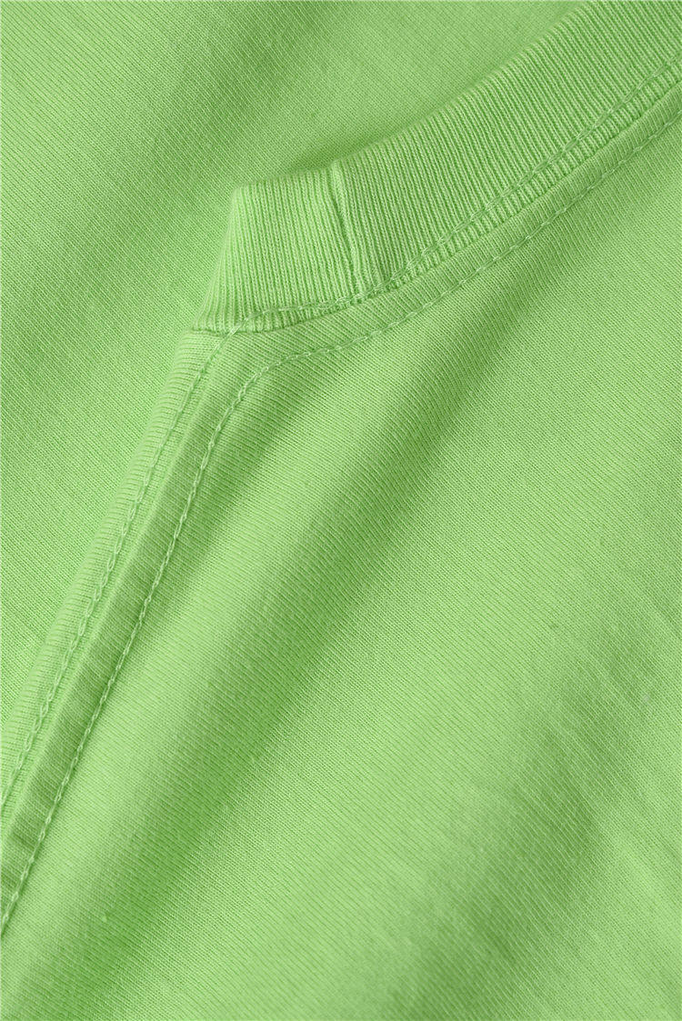 艳如飞230g荧光绿牛油果绿圆领t恤女浅绿色棉内搭长袖打底上衣男春秋