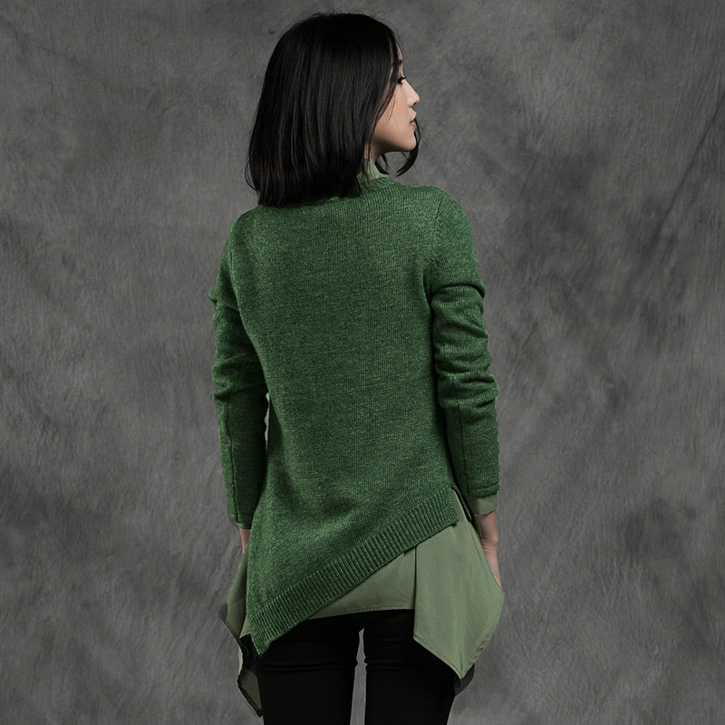 sdeer圣迪奥女装2017新款绿色毛衣针织衫衬衫两件套S13483584产品展示图4