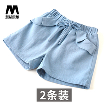 Girls shorts wear thin summer mid-size childrens versatile high-waisted culottes Little girl personality casual hot pants summer