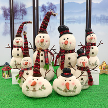 Christmas decorations plush dolls white snowman paparazzi with cap scarves small chubby snowman mall shop window hem