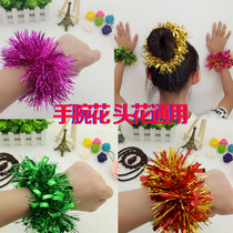 Childrens dance wrist flower sequin headdress opening ceremony performance bracelet square dance hand flower sports props wreath