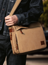 Casual mens bag shoulder bag men a4 simple retro mens Messenger bag mens backpack canvas bag horizontal schoolbag trend