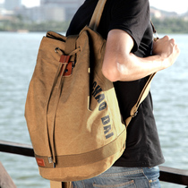Trendy Generation Canvas Sports Mens Backpack Bucket Bag Travel Backpack Leisure Travel Fashion Trend School Bag Female