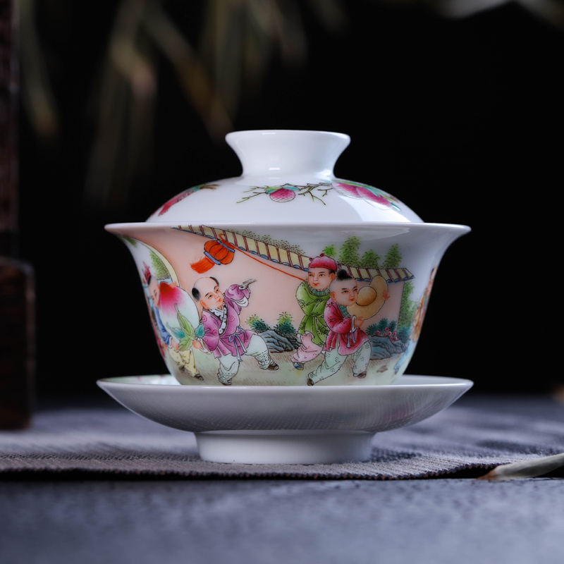Offered home - cooked ceramic kung fu tea bowls in jingdezhen porcelain tea tureen only three cups of hand - made home three mercifully tea cups