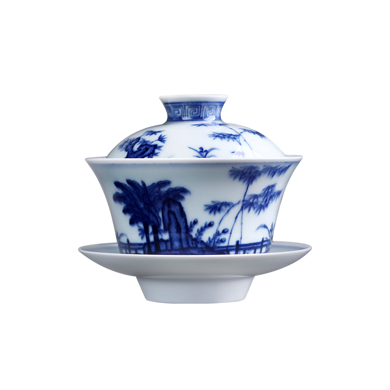 Buy one, get one offered home - cooked maintain only three tureen of blue and white porcelain in jingdezhen porcelain ceramic cup tea pure manual