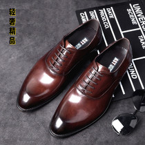 British business mens leather 2021 winter new light luxury formal dress lace-up leather shoes leather round head mens wedding shoes
