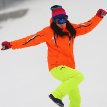 Outdoor new womens thick veneer double board ski suit warm warm cotton-padded jacket wind-proof cold-resistant clothing cotton-padded jacket