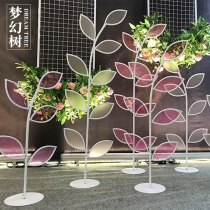 Wedding road lead props dreamy leaf ornaments wedding dance table decoration road guide welcome area iron art Light film screen