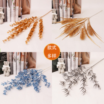 Golden flower wedding hall flower arrangement decoration foreign peony maple leaf eucalyptus leaf eucalyptus olive leaf Miscanthus Apple leaf