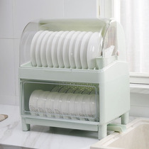 Household cupboard kitchen multi-function dishes and chopsticks drain storage box with lid insect-proof dish rack large