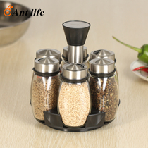 Japan-style glass rotating seasoning box kitchen to contain salt jars bottle of cassetto unleaded seasoning jar bottle 7 pieces