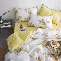 Pastoral 60 long staple cotton tribute satin four-piece cotton cotton flower and bird quilt cover sheets 1 8n bedding