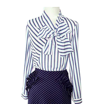 Striped Shirt Women 2021 Spring Summer New Skirt Professional Women Bow Chiffon Striped Shirt