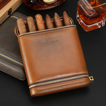 Cigar box portable built-in humidifier cigar moisturizer 6-pack cigar case cigarette case leather case cigar bag
