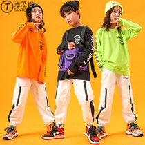 Childrens street dance costumes hip-hop boys handsome autumn clothes long sleeve clothes boys loose jazz dance performance clothes