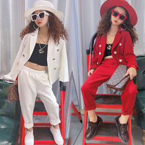 Net red girls small suit suit 2021 new foreign style fashion girl personality suit children catwalk dress trend