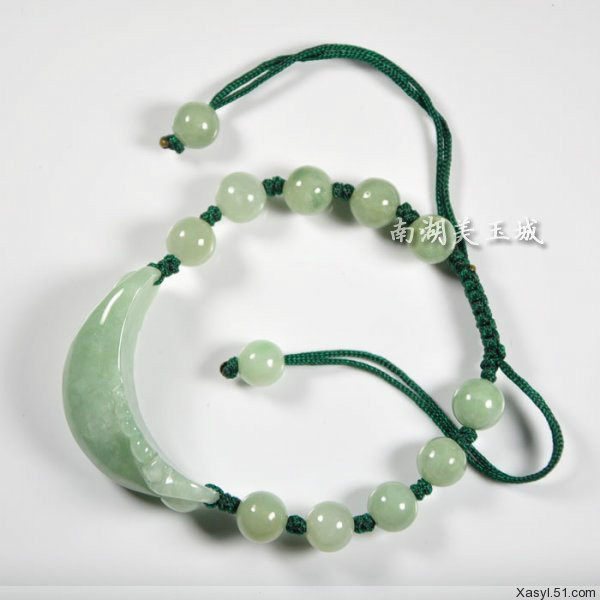 天然a货翡翠如意手链 绿色 玉如意手链 缅甸玉手链 玉器 5062