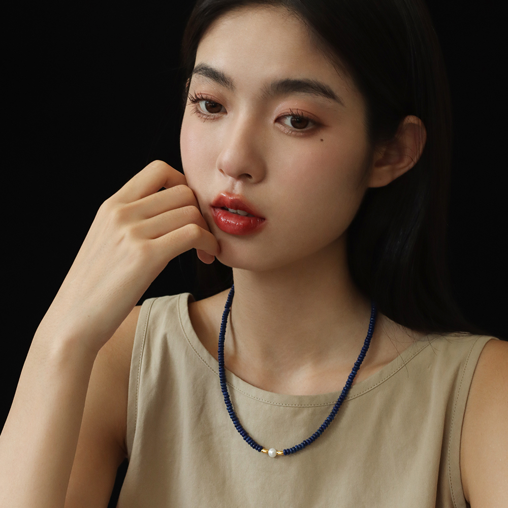 Meuri 珍珠青金石串珠项链气质颈链高级感首饰女生轻奢小众配饰品
