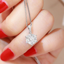 White 18K gold 1 carat effect natural diamond pendant luxury group inlaid with diamond necklace female matching silver chain
