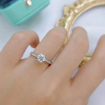 White 18K Gold Courting Wedding Diamond Ring Female Straight Arm Round Petal Snowflake not scraping hands 1 carat platinum diamond ring
