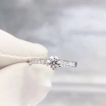 18K gold drill ring 30 points 50 Diamond ring Women 1 Clay courting engagement Classic six-claw group inlaid custom