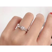 18K gold drill ring 30 points 50 Diamond ring Women 1 Clay courting engagement Classic six-claw group inlaid custom