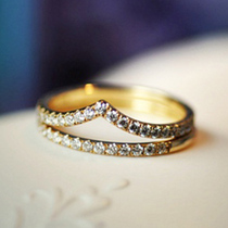 White 18k Yellow Rose Gold Diamond Ring Platoon Drill Withdrawal V Type Group Inlaid for wedding drilling ring female natural