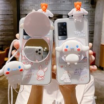 Stereo dog vivoz5x mobile phone shell vivoz6 lovely z3x cartoon z5i with mirror z3i mirror z6 makeup mirror z1i hanging rope vivo bracket vivo