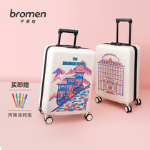 Not Lemei Suitcase Woman Illustrations Box 20 Inch Student Large Capacity Universal Wheel Pull Rod Case Graffiti Boarding Suitcase