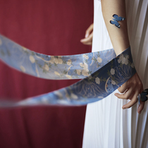 Oriental dense language Mudan Pavilion Original design strip silk scarves real silk hair with ancient wind scarves museum Ventron gift