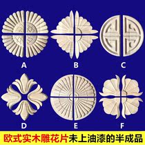 Dongyang wood carving European and American French semi-circular applique solid wood furniture garden plate wood carving horns patch flower corner furniture stickers