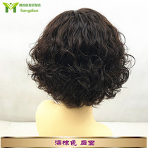 Hand-woven real hair short curly hair wig female real hair mother ear hair breathable middle-aged and elderly summer light