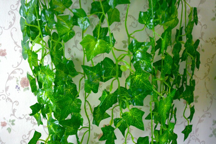 绢花假花壁挂花吊藤枫叶藤绿色仿真植物吊篮 吊兰套装 特价包邮