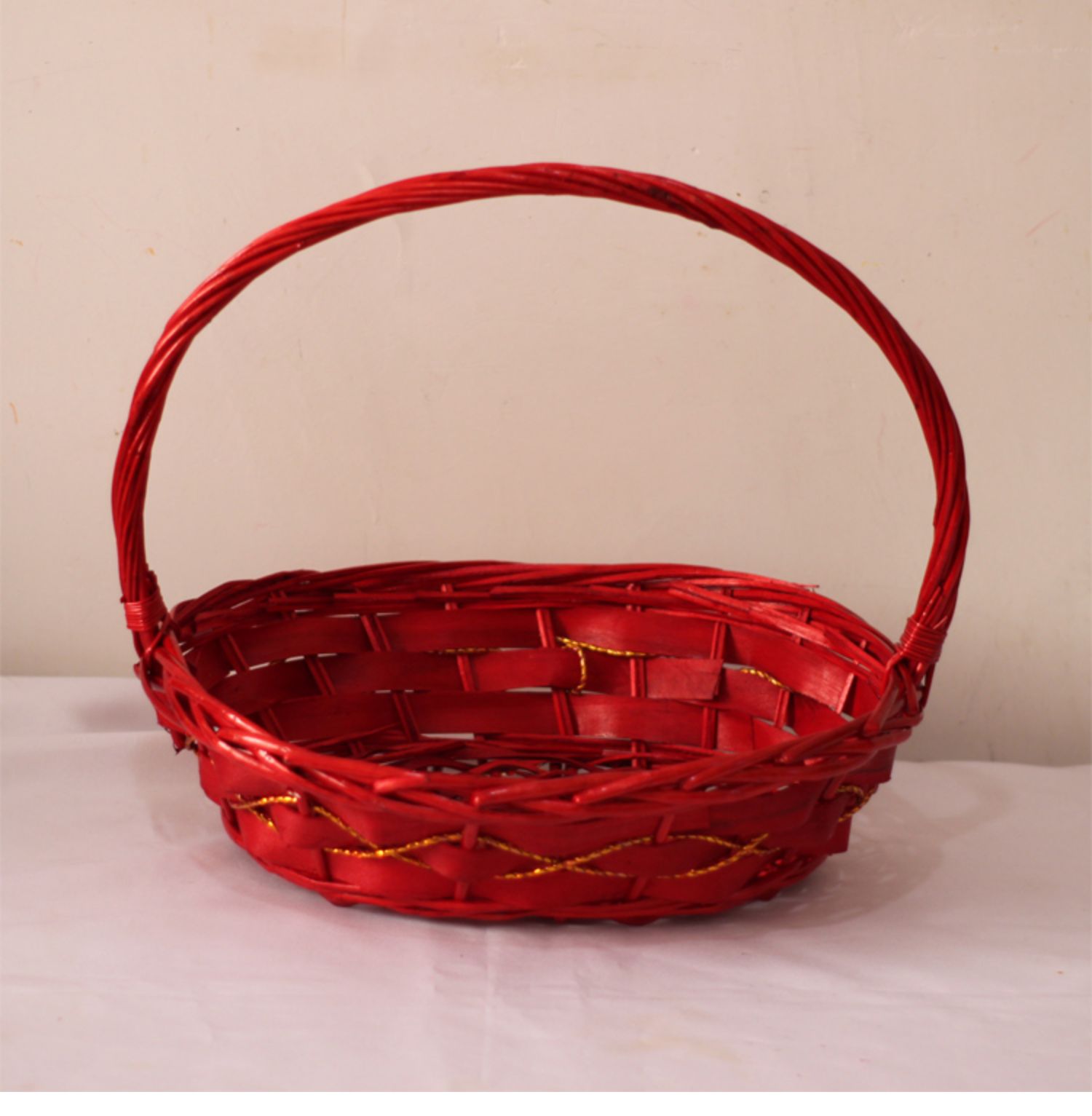果篮藤编篮送礼篮子竹编水果篮采摘超市红色大篮舞蹈柳编手提礼品