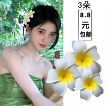 Ju Jingyi with frangipani head hairpin simulation flower side clip hair card seaside beach photo jewelry hair accessories